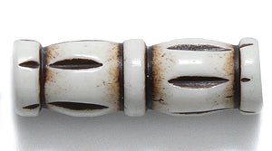 BN275-58: Bone Carved Tube Antiqued 24mm Average 20 Pieces