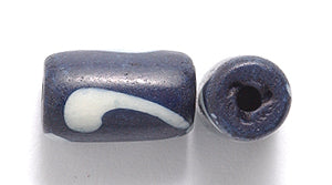 13BN176-W: India Bone Tube Dark Blue With White 7x13mm Average 30 Pieces
