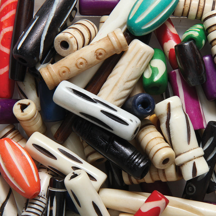 BN129: Bone Tube Mix Assorted Colors .5 1.5 Inch 50 Grams