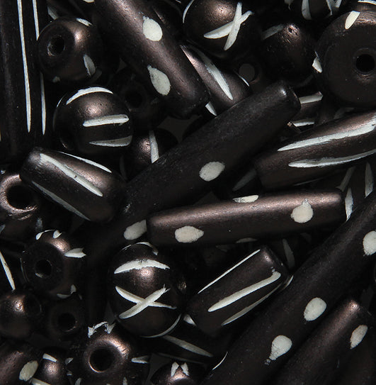 BN125-BC: Bone Assorted Carved Brown Black 100 Grams
