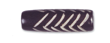 64BN109-CH: India Bone Tube Black Carved 1 Inch 15 Pieces