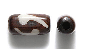 13BN158-W: India Bone Tube Brown White 7x13mm Average 35 Pieces