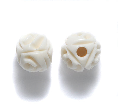 12BN114-R: Bone Carved Rose Round 12mm Average 8 Pieces