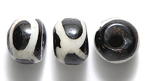 8BN159-D: India Bone Round Dark Brown Stripe 8mm 50 Pieces