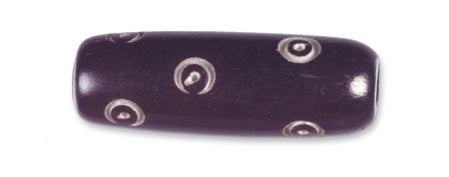 64BN109-CJ: India Bone Tube Bullseye Black Carved 1 In 15 Pieces