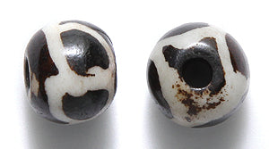 10BN159-D: India Bone Round Dark Brown Stripe 10mm 25 Pieces