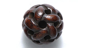 14BN158-WV: India Bone Carved Round Brown 13-14mm 5 Pieces