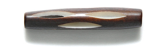 36IP109-CM: India Bone Hare Pipe Black Carved 1.5inch 12 Pieces