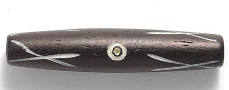 36IP109-CD: India Bone Hare Pipe Black Carved 1.5inch 12 Pieces