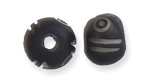 8BN109-CA: India Bone Round Black Carved Bulls Eye 8mm 40 Pieces