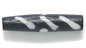 24IP109-W: India Bone Tube Black With White 1inch 25 Pieces