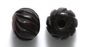 10BN158-C2: Bone Round Dark Brown Carved 10mm 25 Pieces