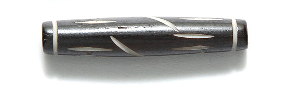 36IP109-CH: India Bone Hare Pipe Black Carved 1.5inch 15 Pieces