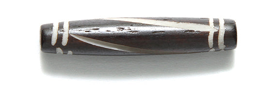 36IP109-CG: In Bone Hare Pipe Black/brown Carved 1.5in 12 Pieces