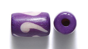 13BN198-W: India Bone Tube Purple With White 7x13mm Average 35 Pieces