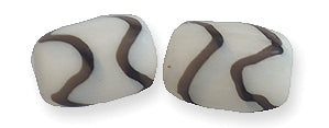 30BN114-B: Bone Barrel With Black Zigzag Design 7x10mm 40 Pieces