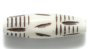 BN275-28: Bone Carved Tube Tapered With Lines 7x23mm 20 Pieces