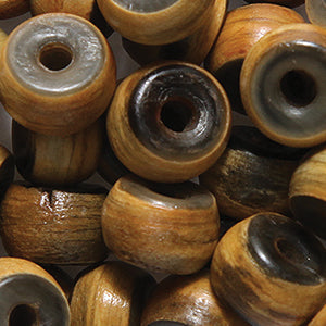 9HR155: Horn Crow Bead 2 Tone Brown 6x9mm 75 Pieces