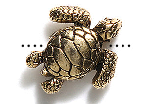 PW136-AG: Bead Sea Turtle Ant Gold 17x18mm - 1PC