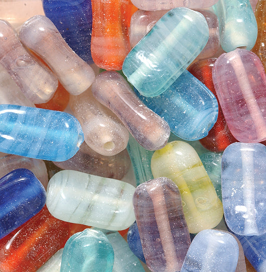 IN925: Curved Rectangle Stripe Mix 8x15mm 50PC Per Strand AVG 1 STR