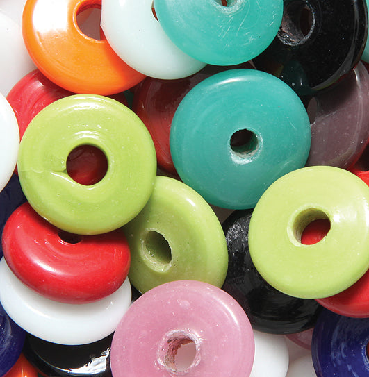 VE525-D: Bead Mix Glass Discs 10-20mm-125GM