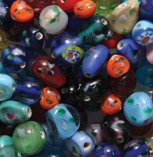 VE525-LP: Bead Mix LAMPBEAD Bead W/Flowers-100GM