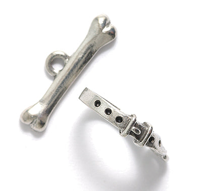 PW9776-S: Toggle Dog Collar Ant Pewter 20mm