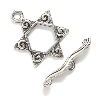 PW3287-S: Toggle Star Of David Sil 21mm