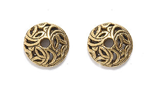 PW3564-AG: Bead Cap W/Swirled Shapes Ant Gold 8mm - 2PPK