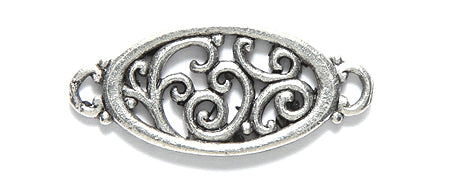 PW6386-S: Connector Oval Filigree Silver 12x28mm - 1PC