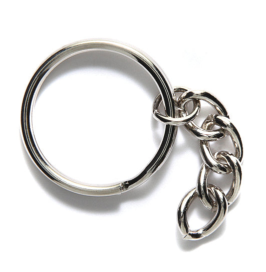 FI216-S: Split Ring 24mm W/Key Chain SIL - 12PC