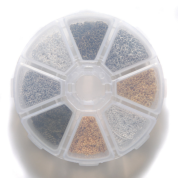 FI2064-KT: Chain Assortment 8 Slots 2 Meter Lengths 4 Finishes