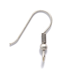 FI46-AS: Earwire French Ball & Coil ANT Silver 22GA - 6PR