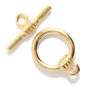 FI157-G: Toggle Clasp Gold PLT 14mm Hoop - 3 Sets