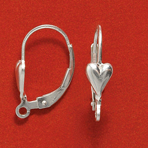FI533-SS: Earring Lever Back Heart Sterling - 1PR
