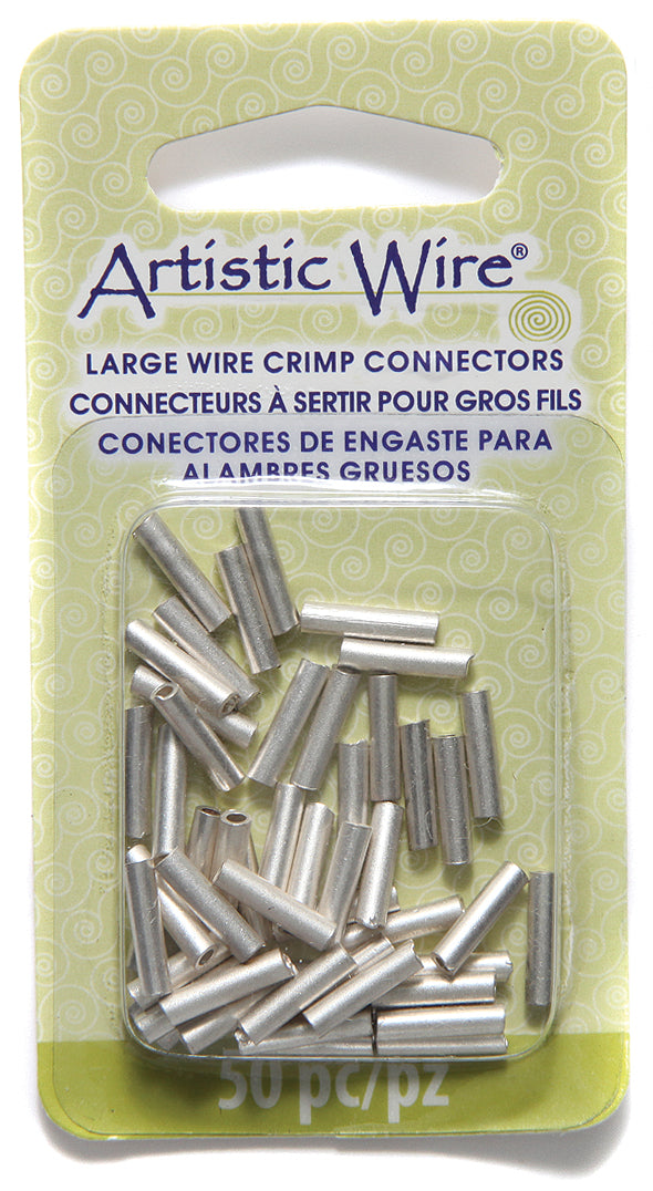 FI164-S14: Large Wire Crimp 10mm 14 Gauge 2mm Inner Diameter Silver Plating 50 Piece - Package