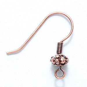 FI54-BAC: Earwire 5.5mm Bali Round ANT CPPR 20GA - 6PR