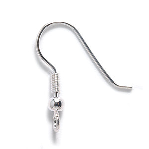 FI46-S: Earwire French Ball & Coil Silver Plt 22GA - 6PR