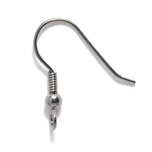 FI46-GM: Earwire French Ball & Coil Black Plating 22ga - 6PR