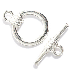 FI157-ST: Toggle Clasp Silver Plt 14mm Hoop - 6 Sets