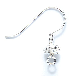 FI54-BS: Earwire 5.5mm Bali Round Silver 20GA - 6PR