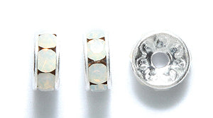 76CC210-S: Preciosa Crystal Rondell White Opal Silv 7mm-36PC
