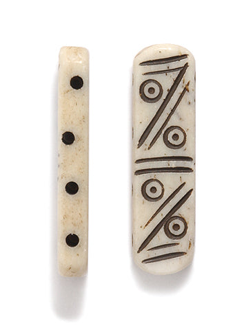 99LC112-4A: Bone Choker Spacers 4 Hole 9x29 Average Carved 18 Pieces