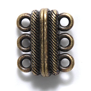 3FI355-AB: Magnetic Clasp 3 Loop ANT Brass 17x20mm-1SE