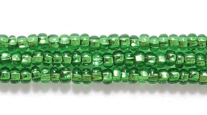 11SB483R: CZ Seed Bead SIL-Line LT MED Green Square/h 11/0-1HK
