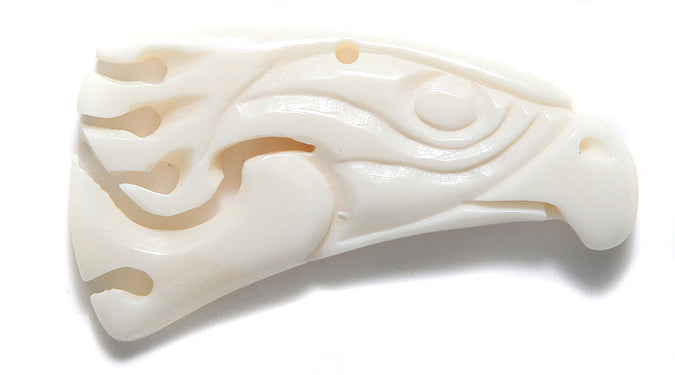 BN375-47: Bone Carved Eagle Head 27x50mm 15 Pieces