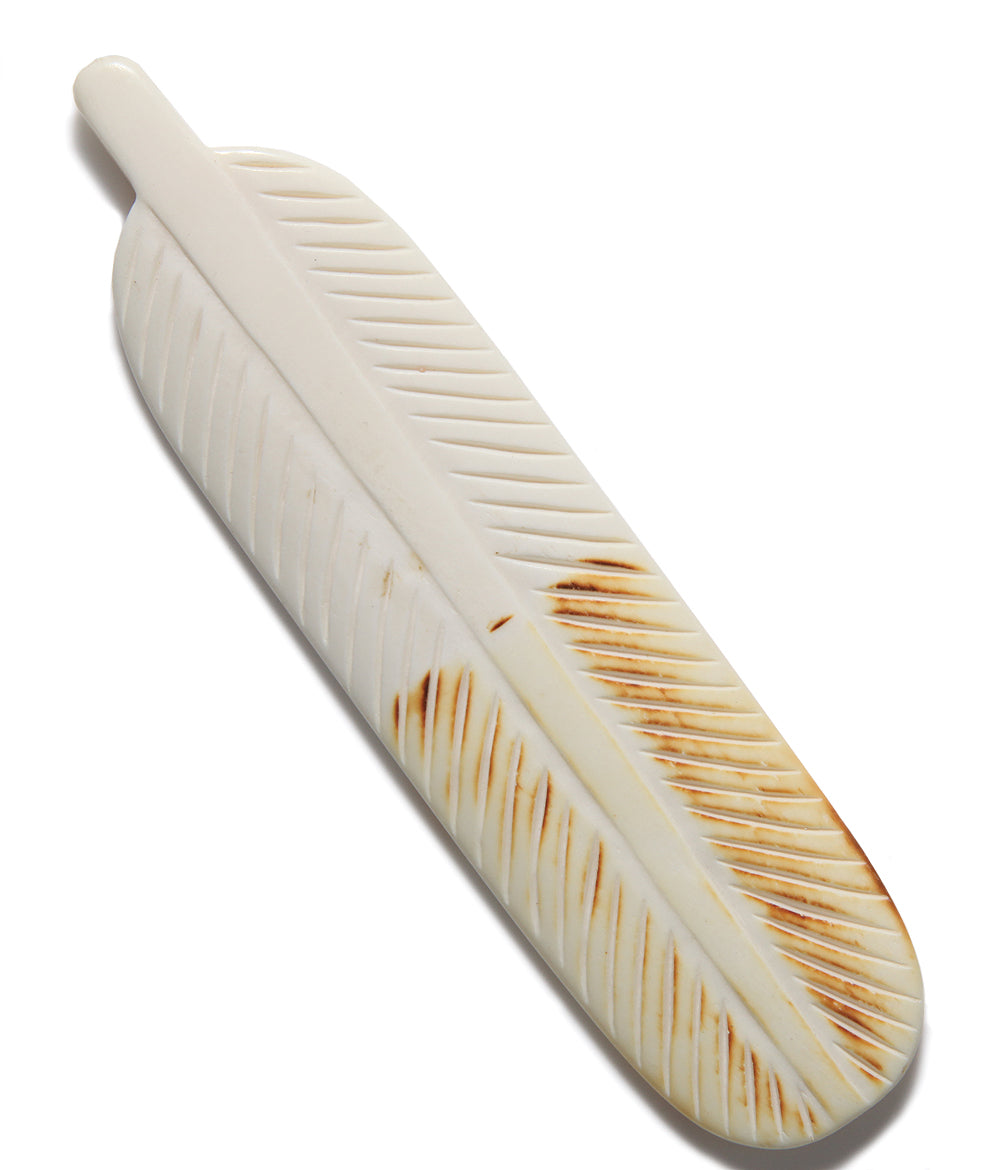 BN325-HB: Bone Feather Half Burnt 34x120mm Average 1 Piece