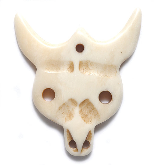 BN375-23: Bone Pendant Cow Skull 38x43mm Average 4 Pieces