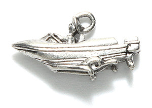 PW6454-S: Charm Speed Boat 11x23mm Silver-1PC