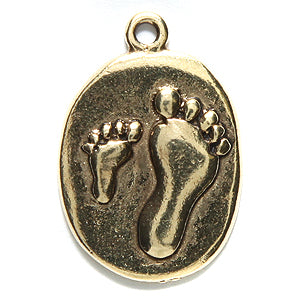 PW6460-AG: Charm Oval w/Feet 16x24mm Ant Gold - 1PC
